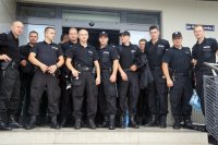 Policjanci przed wyjazdem do Częstochowy